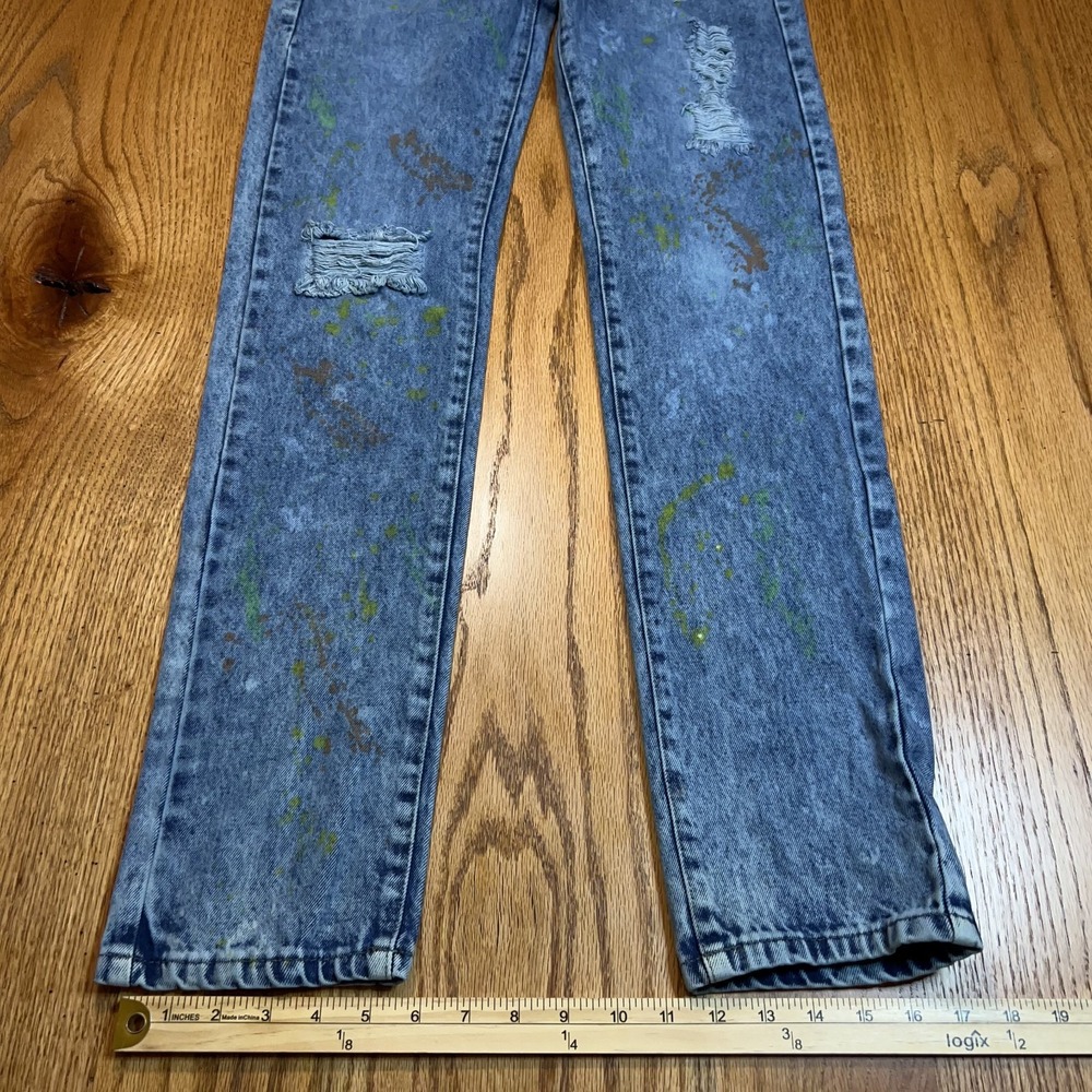 Akademiks Jeanius Distressed Paint Splatter Men's 30X32 Denim Jeans Straight Leg - Picture 3 of 11